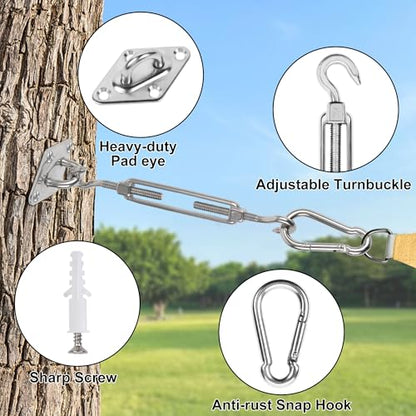 YOFIT 40 Pcs Shade Sail Hardware Kit, 6 Inch Outdoor Sun Sail Accessories, 304 Stainless Steel Turnbuckles & Brackets for Triangle/Rectangle Sails, Patio Canopy Installation Hardware Set Waterproof - size: 6 inch 40 pcs