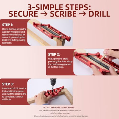 Positioner Locator Tool Dowel Jig Woodworking Joinery Hole Drill Guide，Center Finder Gauge with Self Centering Interchangeable Rods，Woodworking Marking Gauge for Precise Mortise and Tenon Jig
