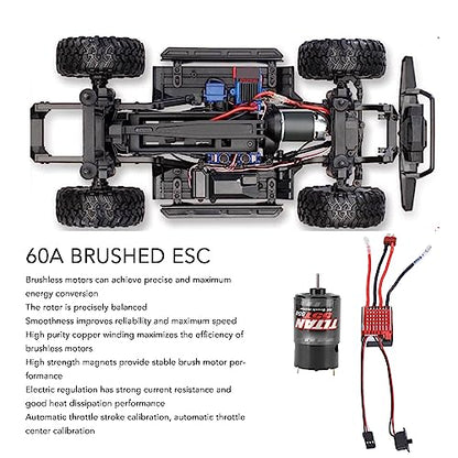 550 55T Brushed Motor, High Power 55T Brushed Motor 60A ESC Set Controller Combo for 1/10 RC Truck Car Axial HSP HPI Etc