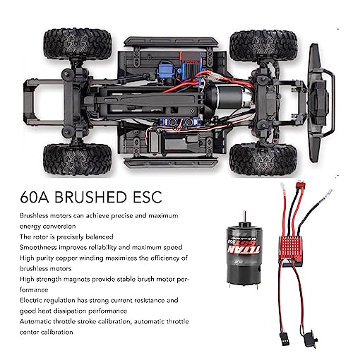 550 55T Brushed Motor, High Power 55T Brushed Motor 60A ESC Set Controller Combo for 1/10 RC Truck Car Axial HSP HPI Etc