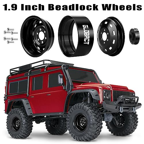 GLOBACT 1.9 Beadlock Wheels for 1/10 TRX4 TRX6 SCX10 I II III Pro Redcat, B | 1/10 RC Wheel Hub, 1/10 RC Crawler Car Upgrade Accessories - color: Black