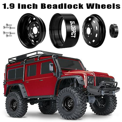 GLOBACT 1.9 Beadlock Wheels for 1/10 TRX4 TRX6 SCX10 I II III Pro Redcat, B | 1/10 RC Wheel Hub, 1/10 RC Crawler Car Upgrade Accessories - color: Black