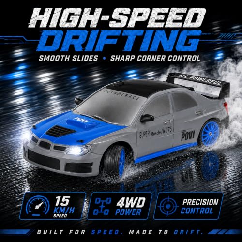 Liberty Imports RC Drift Car 1/24 2.4GHz 4WD Remote Control Sport Racing On-Road Vehicle with LED Light, Batteries and Drift Tires (Style 1) - style: Silver