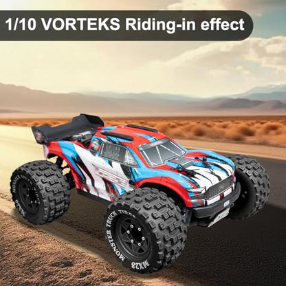 LRFHL MX28 F/R 2.8" RC Monster Truck Tires and Wheels 4PCS, Black | 12mm/14mm Hex Adapter, 1/10 RC Monster Truck, Compatible with Traxxas Stampede Rustler Redcat Arrma Vorteks Big Rock Granite - color: Black Tires+ Black Hex Wheel-9