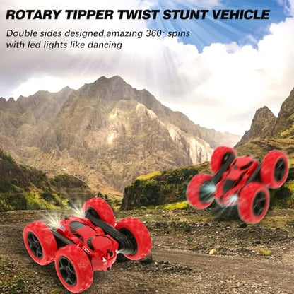 ERINGOGO Double-Sided Stunt Car for Rotating Flip Vehicle with Plastic Body and Vacuum Rubber Tires Performs Forward Backward Drifts and Off-Road Stunts Car