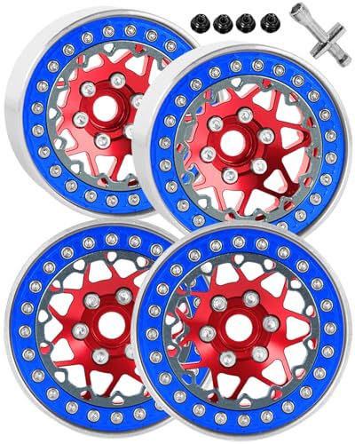RC 1.9 Beadlock Wheel Rims for 1/10 SCX10 90046 AXI03007 TRX4 TRX6 VS4-10 Gen7 Gen8 MST CFX D90 RC Crawler,Aluminum 1.9" RC Tires Wheel Rim RC Truck Tires Wheels Rims.(4PCS) Red&Blue - color: Red&Blue（1.9 Rim）