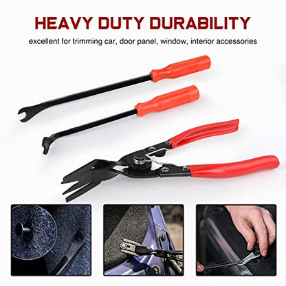 Nilight 3PCS Clip Pliers Set & Fastener Remover Auto Trim Removal Tool Kit | Auto Upholstery Combo Repair Kit with Storage Bag for Car Panel Dashboard - color: 3pcs Fastener Remover