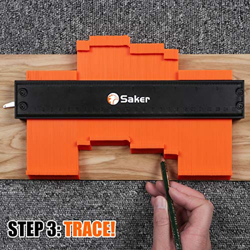 Saker Contour Gauge Duplication-Adjustable Lock-Precisely Copy Irregular Shape-Irregular Woodworking Tracing-Must Have Tool for DIY Handyman Men Husband Dad 10 Inch+5 Inch - style: 5+10inch Orange