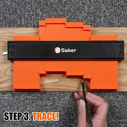 Saker Contour Gauge Duplication-Adjustable Lock-Precisely Copy Irregular Shape-Irregular Woodworking Tracing-Must Have Tool for DIY Handyman Men Husband Dad 10 Inch+5 Inch - style: 5+10inch Orange