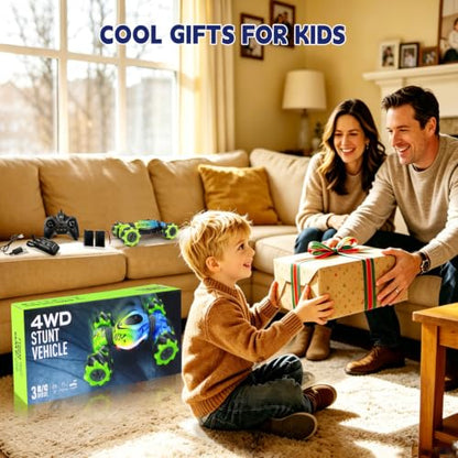 Remote Control Car - RC Drift Car Gesture Sensing Toy Boy Age 6-8-12 Gifts | Gesture Sensing RC Stunt Car for Kids Toys 6 7 8 9 10 11 12 Year Old Boy Birthday Christmas Presents with Lights Music - color: Green