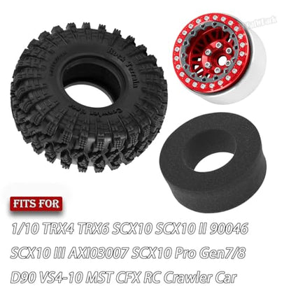 RC 1.9 Wheel Tires for 1/10 TRX4 TRX6 SCX10 SCX10 II 90046 SCX10 III AXI03007 SCX10 Pro Gen7/8 D90 VS4-10 MST CFX RC Crawler Car,12mm Hex Wheels Rims and Rubber Tires w/Sponge,Red - color: Red - (1.9 Beadlock Wheel)