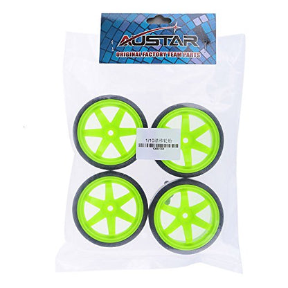 GoolRC 4PCS/Set 1/10 Drift Car Tires Hard Tyre Replacement for Traxxas HSP Tamiya HPI Kyosho On-Road Drifting Car (Green)
