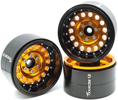 RC 1.9 Inch Beadlock Wheels Negative Offsets 10mm Rims Hex 12mm Aluminum Wheel for TRX4 TRX6 SCX10 Gen8 1/10 RC Crawler Remote Control Car Upgrades Accessories 4pcs (Golden) YK1906 - color: Golden