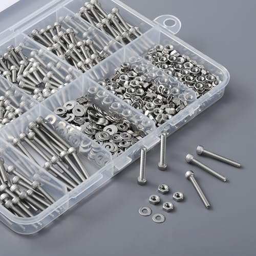 VGBUY 750pcs M2.5 Screw Kit, M2.5 x 4/6/8/10/12/16/20mm Hex Socket Head Cap Screws Bolts Nuts Washer Kit,304 Stainless Steel Machine Screws Suitable for 3D Printer DIY - size: M2.5x4/6/8/10/12/16/20mm, style: Socket Head