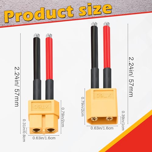 Frienda 10 Pairs Xt60 Plug Connector Female and Male with 14awg Silicon Wire Pre-soldered Kit Bullet Plug Connector for Rc Lipo Battery Cable FPV Quadcopter Car Boat