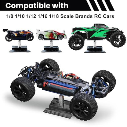 RC Car Work Stand Aluminum Repair Workstation 360 Degree Rotation Lift Lower w/Screw Tray Tools for 1/10 1/12 1/16 Scale Traxxas TRX4 Axial Arrma Redcat Losi RC Crawler Monster Truck Buggy (Black) - color: Black