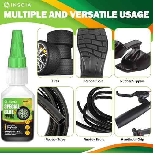 Black Rubber Glue, 20g Heavy Duty Rubber Adhesive for Tire, Tube, Shoes, Plastic, Metal & DIY Projects – Quick-Dry, Waterproof, Heat-Resistant Rubber Cement for Sidewalls, RC Tires & Auto Repair