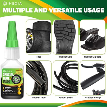 Black Rubber Glue, 20g Heavy Duty Rubber Adhesive for Tire, Tube, Shoes, Plastic, Metal & DIY Projects – Quick-Dry, Waterproof, Heat-Resistant Rubber Cement for Sidewalls, RC Tires & Auto Repair