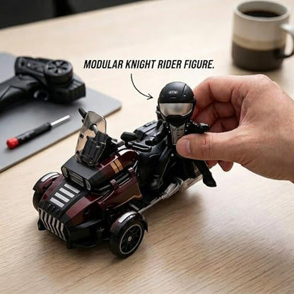 1:43 Scale 3-Wheel Drive RC Drift Car, Full Proportional Steering Servo, High-Speed Drifting, Multifunctional Remote Controller, Optional Knight Rider Figure, Premium Glossy Finish for Adults (RED) - color: Red