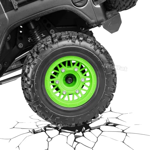 12mm/14mm/17mm Hex RC Truck Tires for Slash 2WD 4×4,Arrm a Senton,Axia1,Rc 4wd,Red cat,RC Short Course Truck Wheels and Tires,Green - color: Green - (12mm/14mm/17mm Hex)