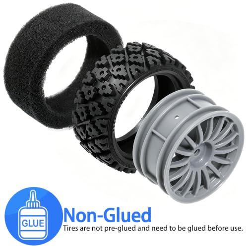 1/10 RC Wheels and Tires，70mm On Road Rubber Tires， for HPI Ken Block's Tamiya XV01 TT01 TT02B Kyosho FAZER MK2 Lc Racing PTG HSP RGT RC 3RACING D5 1/10 RC Rally Car (Grey) - color: Grey