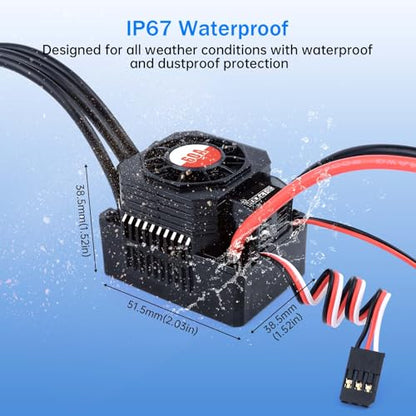 Surpass Hobby 60A Brushless ESC Waterproof Electronic Speed Controller for 1/10 RC Car Truck Off-Road - size: 60A, style: 60A ESC