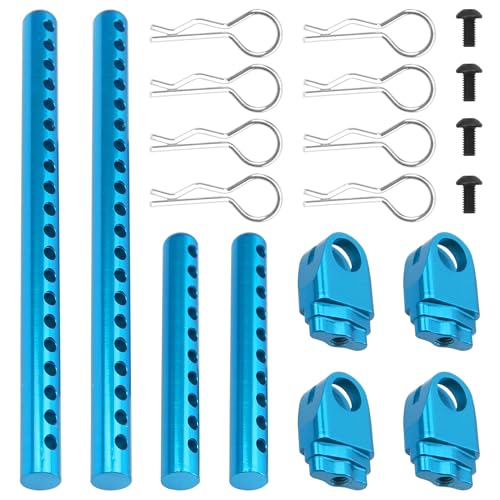 ShareGoo Metal RC Body Post Mounts Front Rear Body Holder Kit Compatible with Tamiya TT02 TT-02 1/10 RC Upgrade Parts (Blue) - color: Blue