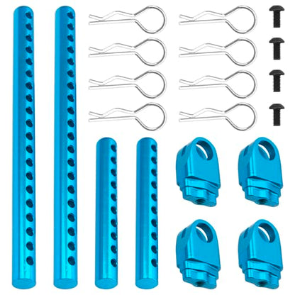 ShareGoo Metal RC Body Post Mounts Front Rear Body Holder Kit Compatible with Tamiya TT02 TT-02 1/10 RC Upgrade Parts (Blue) - color: Blue