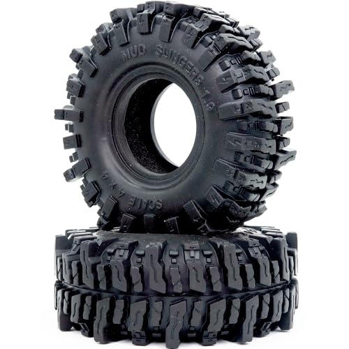 2pcs RC 1.9 Mud Slingers Tires Soft Sticky Tyres 120mm Tall for 1/10 Mud Rock Crawler Traxxas TRX4 / Axial SCX10 90047 SCX10 III AXI03007 / Redcat Gen8 Upgrade
