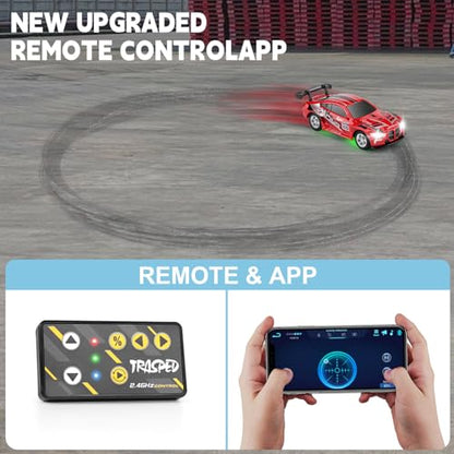 SASBSC Mini RC Toy Cars for Boys Kids Adults, 2.4GHz APP Remote Control Car with Lights and 3 Speed Modes, 1/64 Race Toy Car Rechargeable for Boys Ages 5-7 8-12,Birthday Gifts for Kids - color: Red