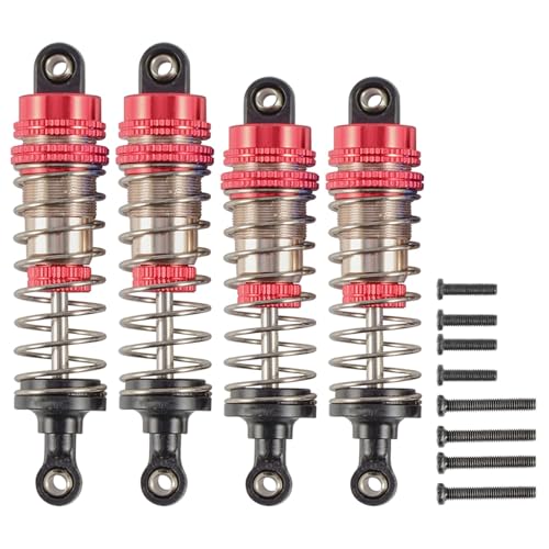 Rc Car Parts for Wltoys 144001 144002 124019 1/14 for Buggy RC Car Truck Metal Oil Shock Absorber Adjustable Damper 1316 Modification Upgrade RC Parts(Red,Set) - color: Red, size: Set