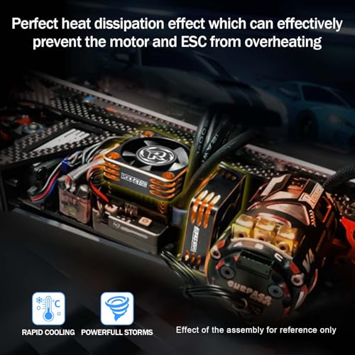 35 RC Motor Cooling Fan,21000RPM ESC Heatsink for 1/10 1/12 1/8 RC Car 3650,3660,3670 Brushless Motor (2 Pack Black+Orange) - style: 2pack Orange