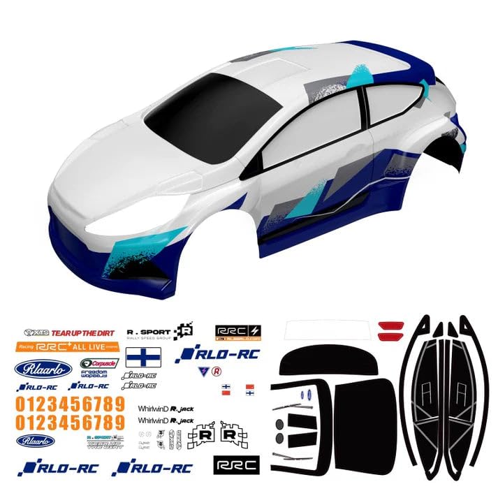 Rlaarlo White XTS Rally 1.2mm PC Car Body for XTS-F10 RC Rally Car – Pre-Painted White Polycarbonate Body Shell - color: White