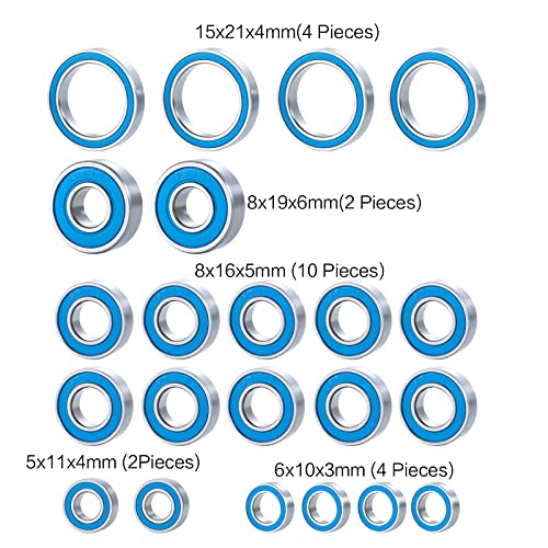 22PCS Steel Seal Ball Bearing Kit for Arrma Kraton Typhon Senton 6S | Outcast 6s BLX 1/8 RC Crawler Car Upgrade Parts
