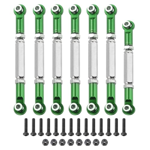 MECCANIXITY Adjustable Turnbuckles Camber Link Linkages Aluminum Alloy RC Car Steering Pull Rod Servo Linkages Tie Rod for 2WD 1/10 RC Car Crawler（Green） - color: Green