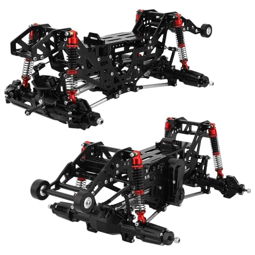 1:18 Metal Upgrade Chassis Frame with Axles Gearbox for RC LOSI Mini LMT 1/18 Digger Monster Truck Brushed RTR LOS01026 Metal Upgrade Parts (Black) - color: Black