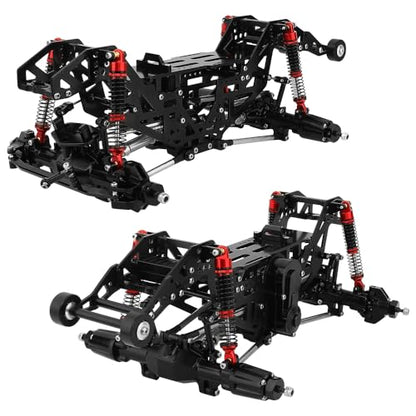 1:18 Metal Upgrade Chassis Frame with Axles Gearbox for RC LOSI Mini LMT 1/18 Digger Monster Truck Brushed RTR LOS01026 Metal Upgrade Parts (Black) - color: Black