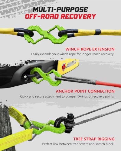3/8 Tow Hook, Winch Hook for Off-Road Recovery, Towing Shackle 33000 Lbs, G80 Heavy Duty Strength Integrated Winch Quick Shackle, Green - color: Green