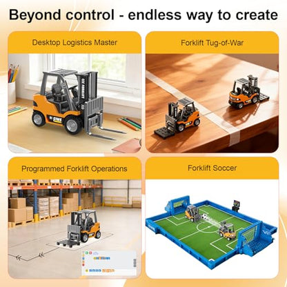 mini RC Forklift Toy Remote Control Crane 2 in 1 Construction Truck | 1:64 Die-cast alloy forklift model with remote/APP controls. STEAM building kit rechargeable power about 1 hour of playtime - style: mini Forklift