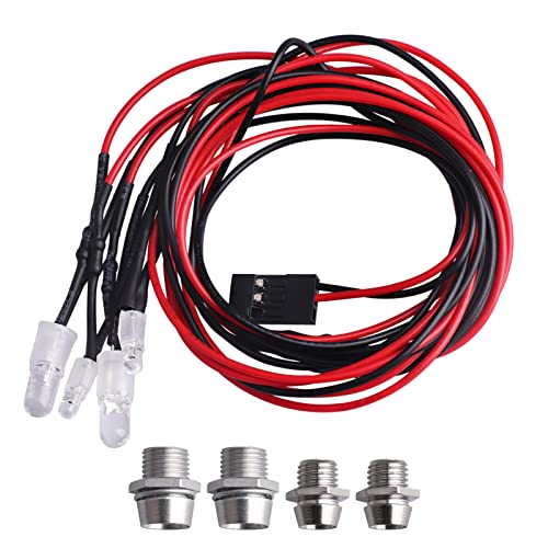 RC Car Lights 4LEDs Headlights Taillight Kit Compatible with Traxxas HSP Tamiya Redcat RC4WD Axial SCX10 RC Car Truck Crawler Drift On Road Touring Cars (2 Red +2 White)