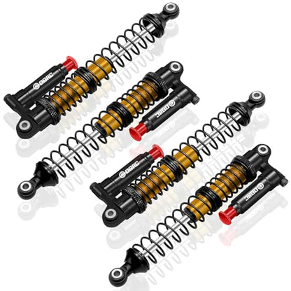 OGRC 100mm Piggyback RC Shock Absorber Oil Shocks for SCX10 TRX4 Upgrades | Aluminum, Double-cylinder, Long Travel, Adjustable Rebound, for 1/10 RC Crawler Car, Gold - color: Gold