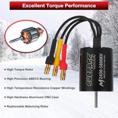 1/16 1/18 RC Brushless Sensorless Motor 35A ESC Combo,2430 5800KV | Waterproof Sensorless Motor,Surpass Hobby,Electric Speed Controller Set,for RC Model Car Truck - size: 5800KV, style: 2430
