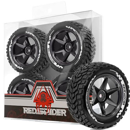 REDSPIDER Aluminum Alloy 1/10 On-Road Rally Wheel Tires 2.95" OD 12mm Hex for 1/10 Tamiya TT01 TT02 XV02 XV01 WLtoys HSP Kyosho WR8 RedCat Sakura HPI (Black) - color: Black