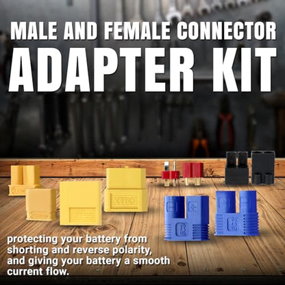 62 Pcs TMH EC3 / XT30 / XT60 / T-Plug Male and Female Adapter Connector Plug Kit with 14 AWG Silicone Wire and Heat Shrink Tubing for RC ESC Lipo Battery Motor Accessories (Total 62 PCS) - size: 62 Pcs