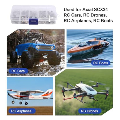 274Pcs RC Screw Kit RC Repair Kit M1.4 Screws for Axial SCX24 Bronco Deadbolt Gladiator Chevrolet C10 B17 Betty Wrangler JLU 1/24 Crawler Upgrades