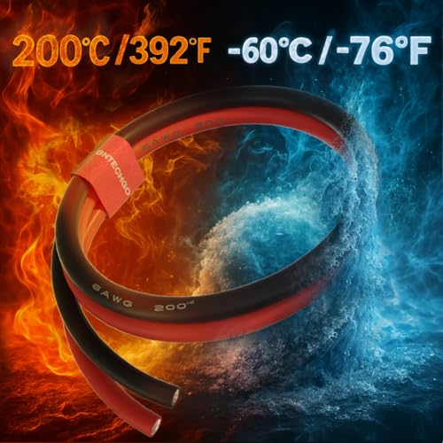 BNTECHGO 6 AWG Silicone Wire Red Black 3ft Stranded Tinned Copper Wire | Flexible 6 Gauge Stranded Wire Silicone Rubber Insulation For RC Models, Drone, Robot, Battery, EV Charger, 3D Printer, DIY - size: 2 Colors Each 3ft