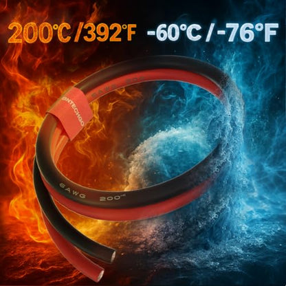 BNTECHGO 6 AWG Silicone Wire Red Black 3ft Stranded Tinned Copper Wire | Flexible 6 Gauge Stranded Wire Silicone Rubber Insulation For RC Models, Drone, Robot, Battery, EV Charger, 3D Printer, DIY - size: 2 Colors Each 3ft