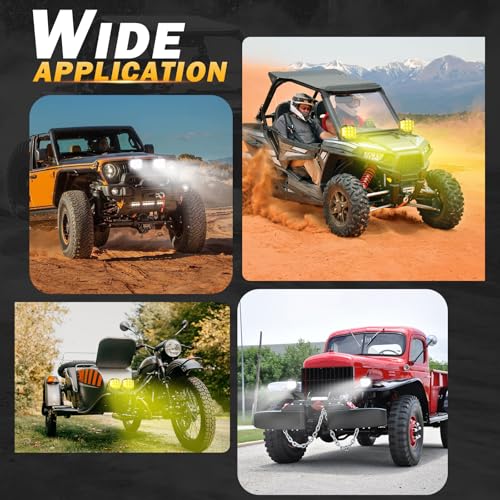 Auxbeam V-MAX Series 7" 228W Round Offroad Light Pod with 270° Side Shooter | 26100LM Offroad Light Bar, Spot Flood Combo Beam, 7Inch Cube Pod Lights with DRL & Back Light, LED pod Light for Jeep Truck - color: 7in Round LED Pod
