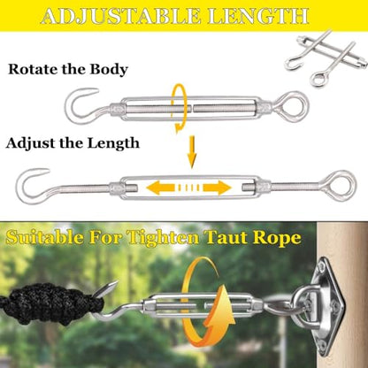 Turnbuckle Lsqurel 10PCS 304 Stainless Steel Turnbuckle Hook and Eye Heavy Duty M4 M6 M8 M10 Tensioner Adjustable Shade Sail Hardware for Tightening up Metal Cable Wire 5/32 1/4 5/16 3/8 - style: M10 - 10pcs