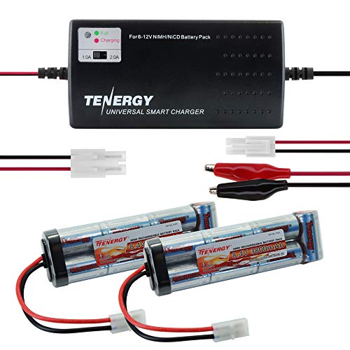 Tenergy Airsoft 8.4V 3800 mAh Flat NiMH Batteries - color: 2 pc batteries + Charger